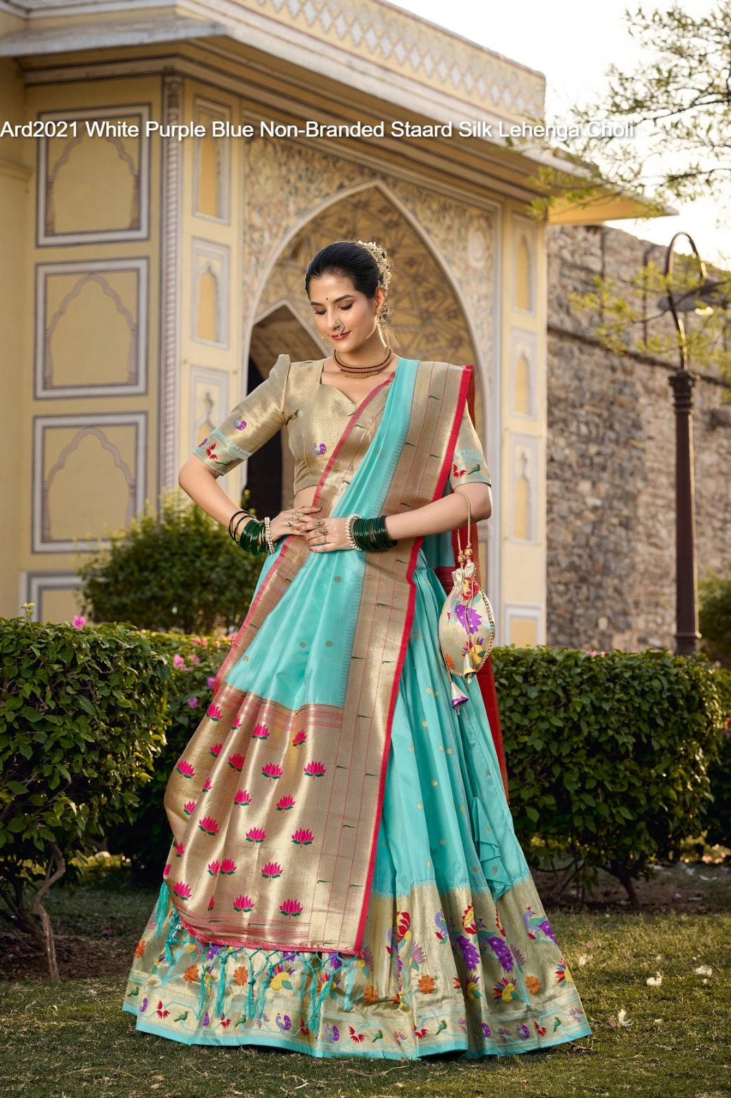 Ard2021 White Purple Blue Non-Branded Staard Silk Lehenga Choli