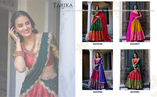 Ard2023 Tarika Red Mustard Pink Green Non-Branded Staard Narayan Pattu Lehenga Choli