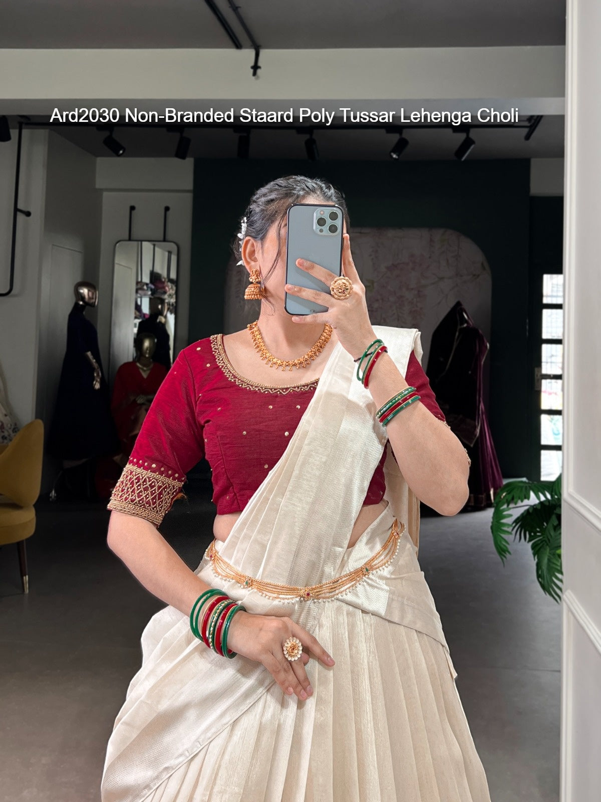 Ard2030 Non-Branded Staard Poly Tussar Lehenga Choli