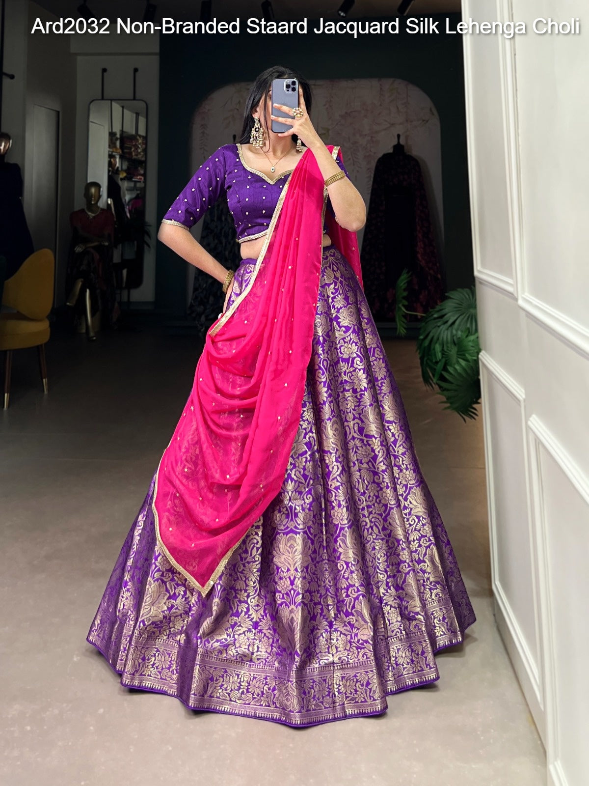 Ard2032 Non-Branded Staard Jacquard Silk Lehenga Choli