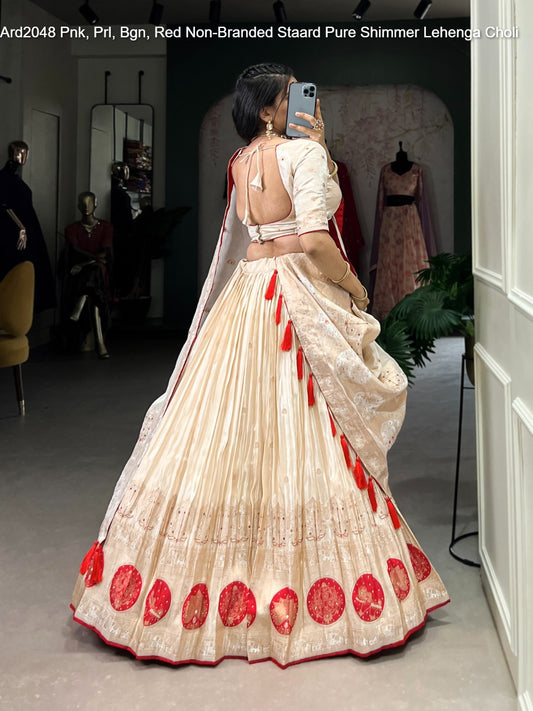 Ard2048 Pnk, Prl, Bgn, Red Non-Branded Staard Pure Shimmer Lehenga Choli