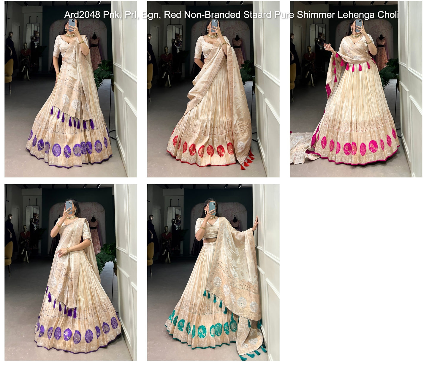 Ard2048 Pnk, Prl, Bgn, Red Non-Branded Staard Pure Shimmer Lehenga Choli