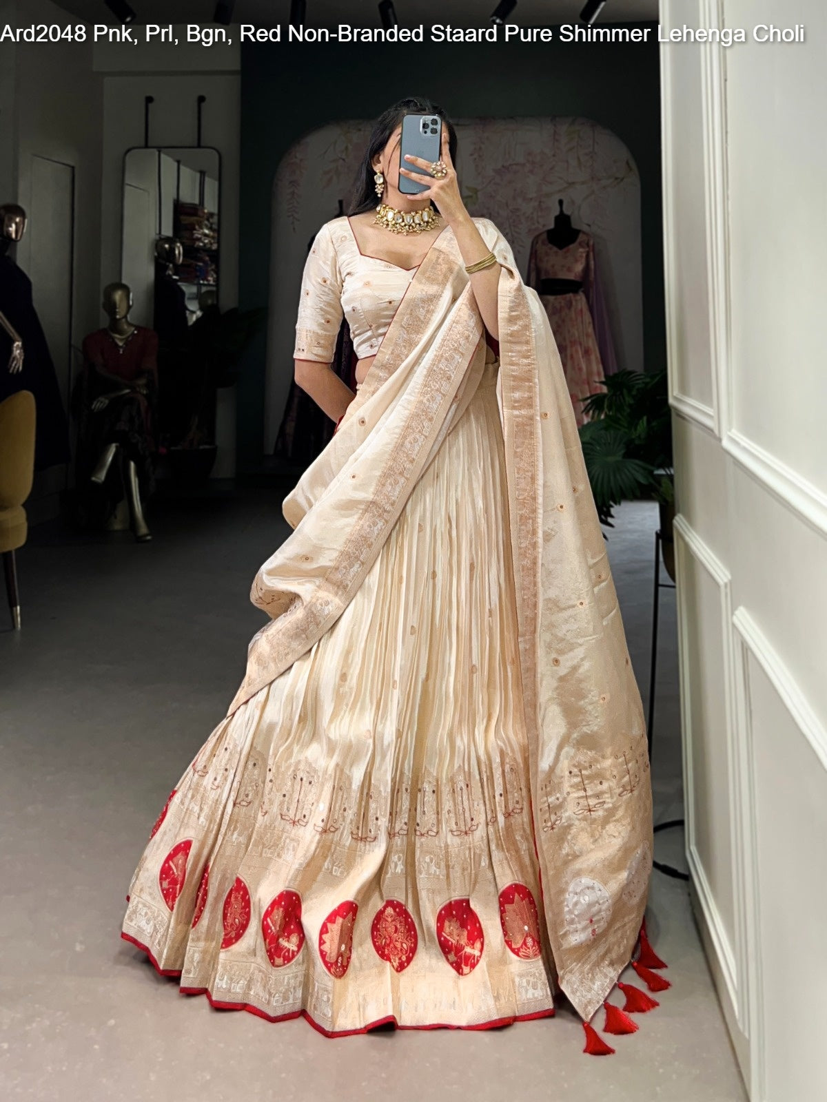 Ard2048 Pnk, Prl, Bgn, Red Non-Branded Staard Pure Shimmer Lehenga Choli