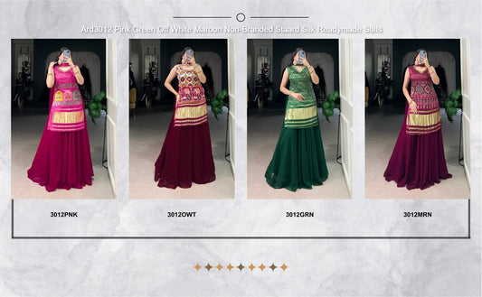 Ard3012 Pink Green Off White Maroon Non-Branded Staard Silk Readymade Suits