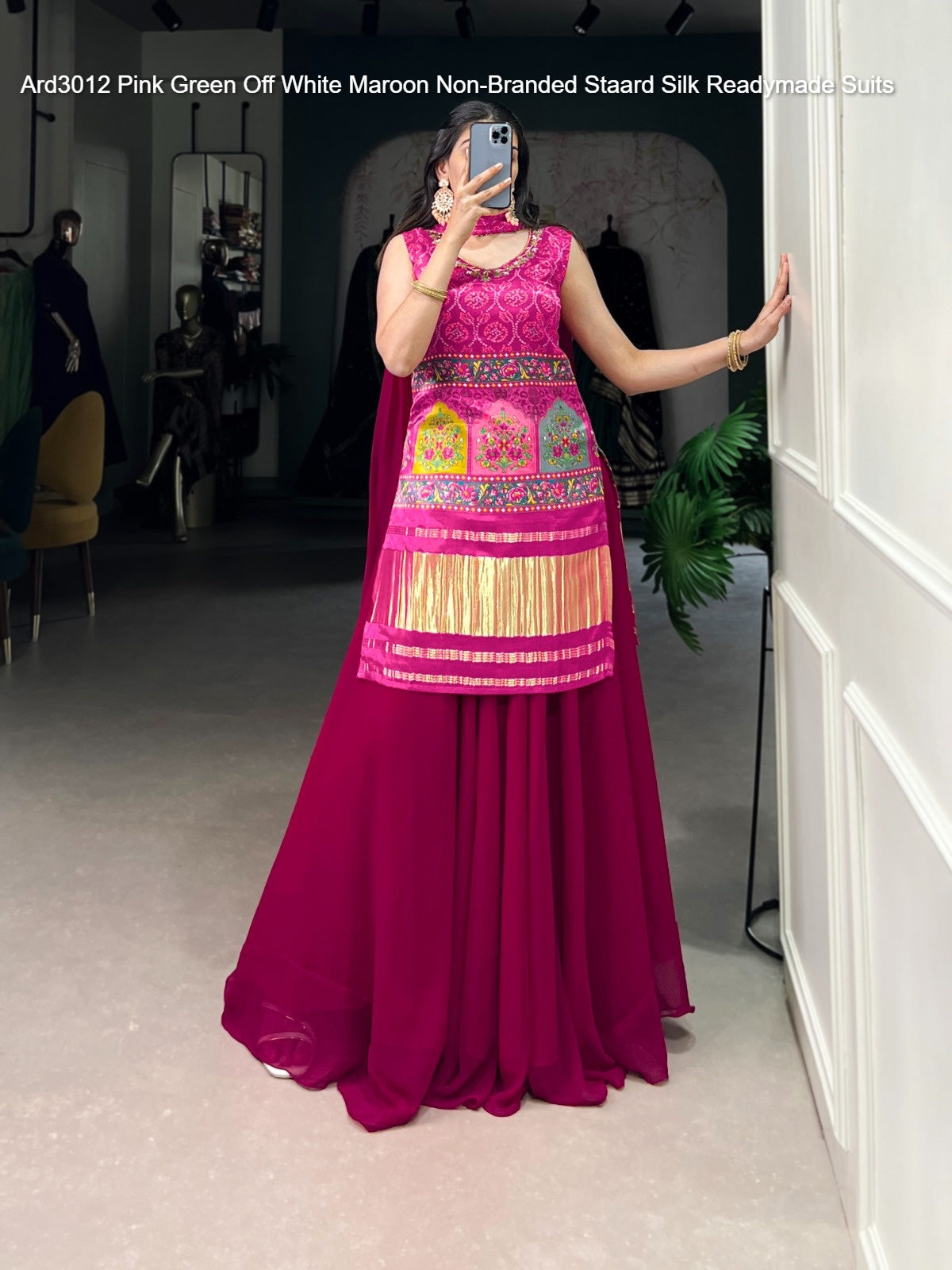 Ard3012 Pink Green Off White Maroon Non-Branded Staard Silk Readymade Suits