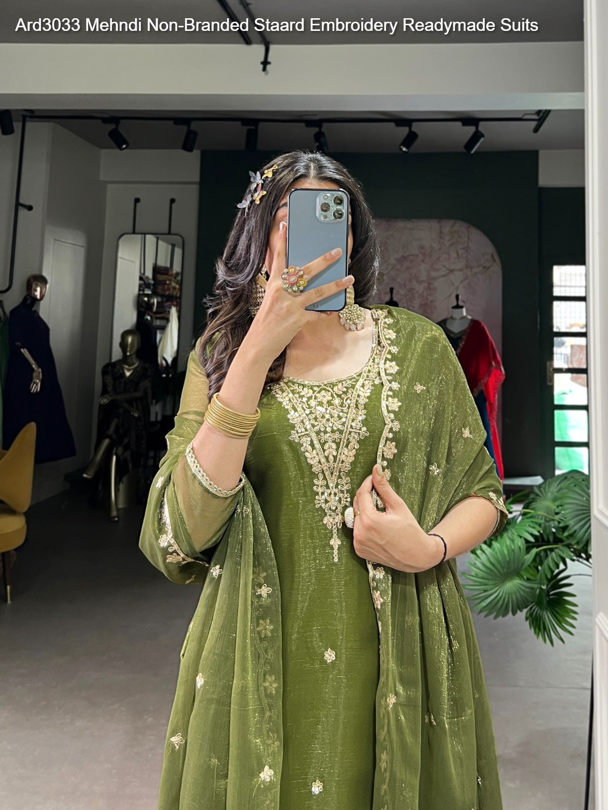 Ard3033 Mehndi Non-Branded Staard Embroidery Readymade Suits