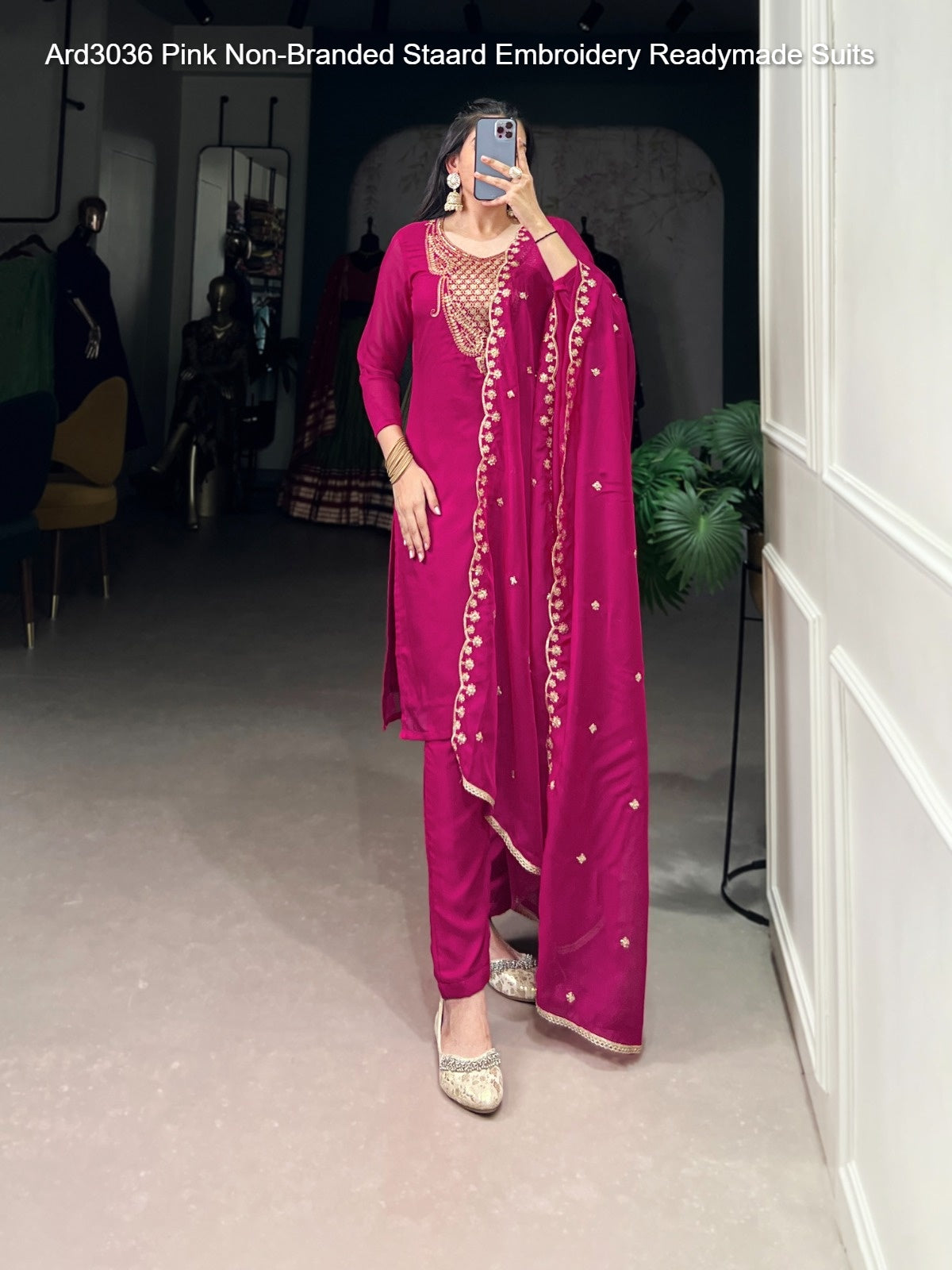 Ard3036 Pink Non-Branded Staard Embroidery Readymade Suits