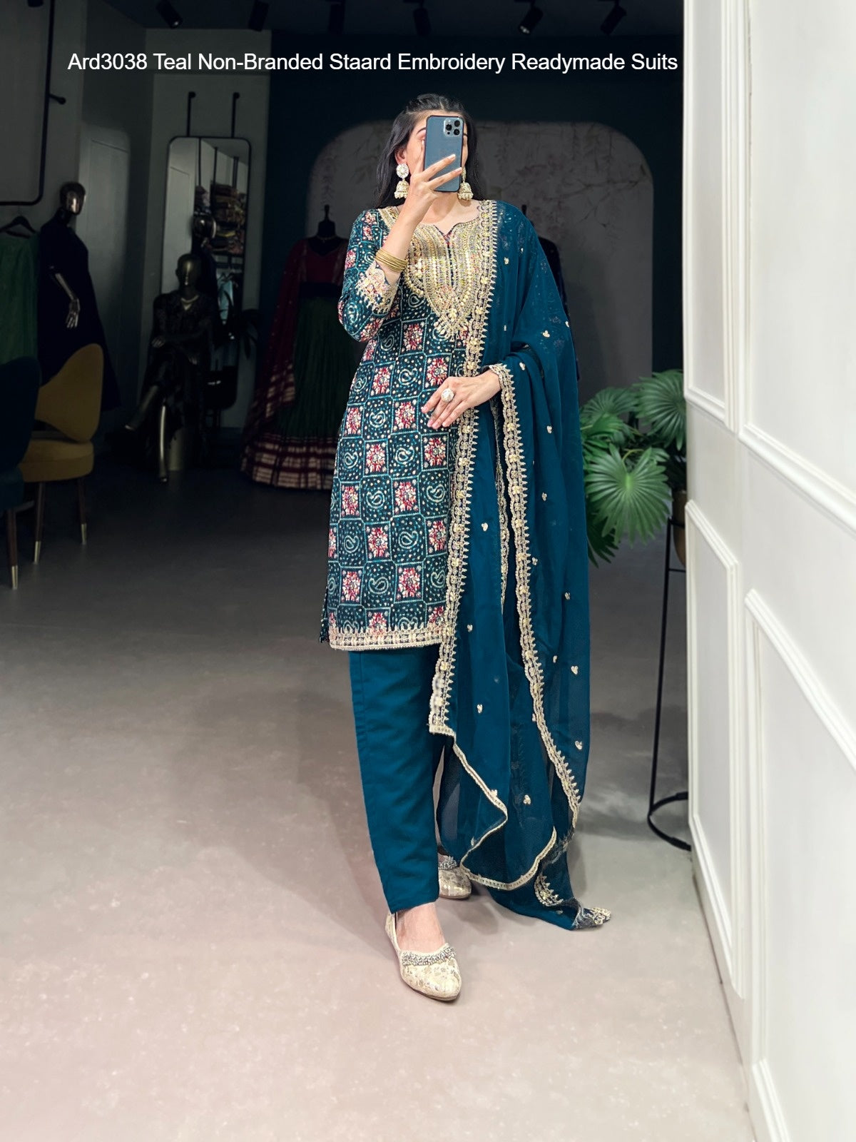 Ard3038 Teal Non-Branded Staard Embroidery Readymade Suits