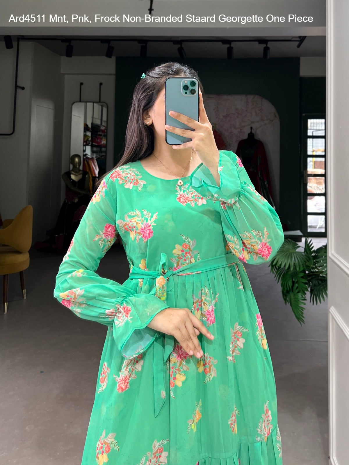 Ard4511 Mnt, Pnk, Frock Non-Branded Staard Georgette One Piece