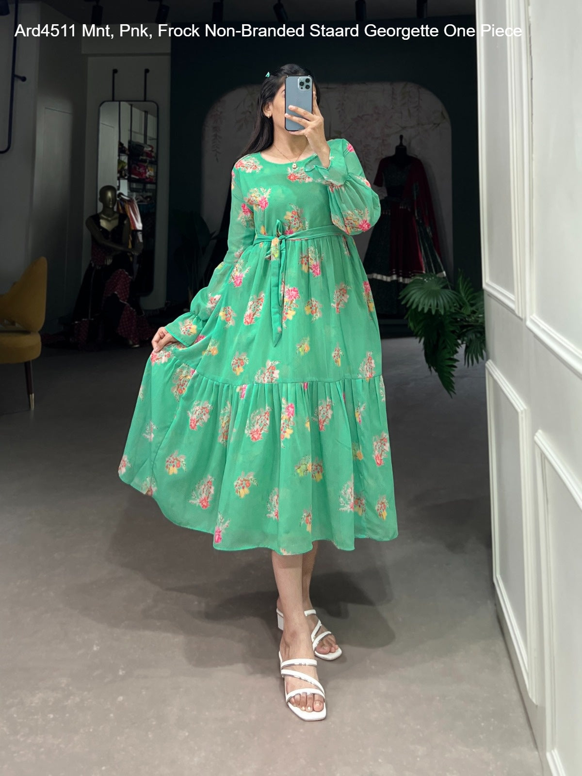 Ard4511 Mnt, Pnk, Frock Non-Branded Staard Georgette One Piece