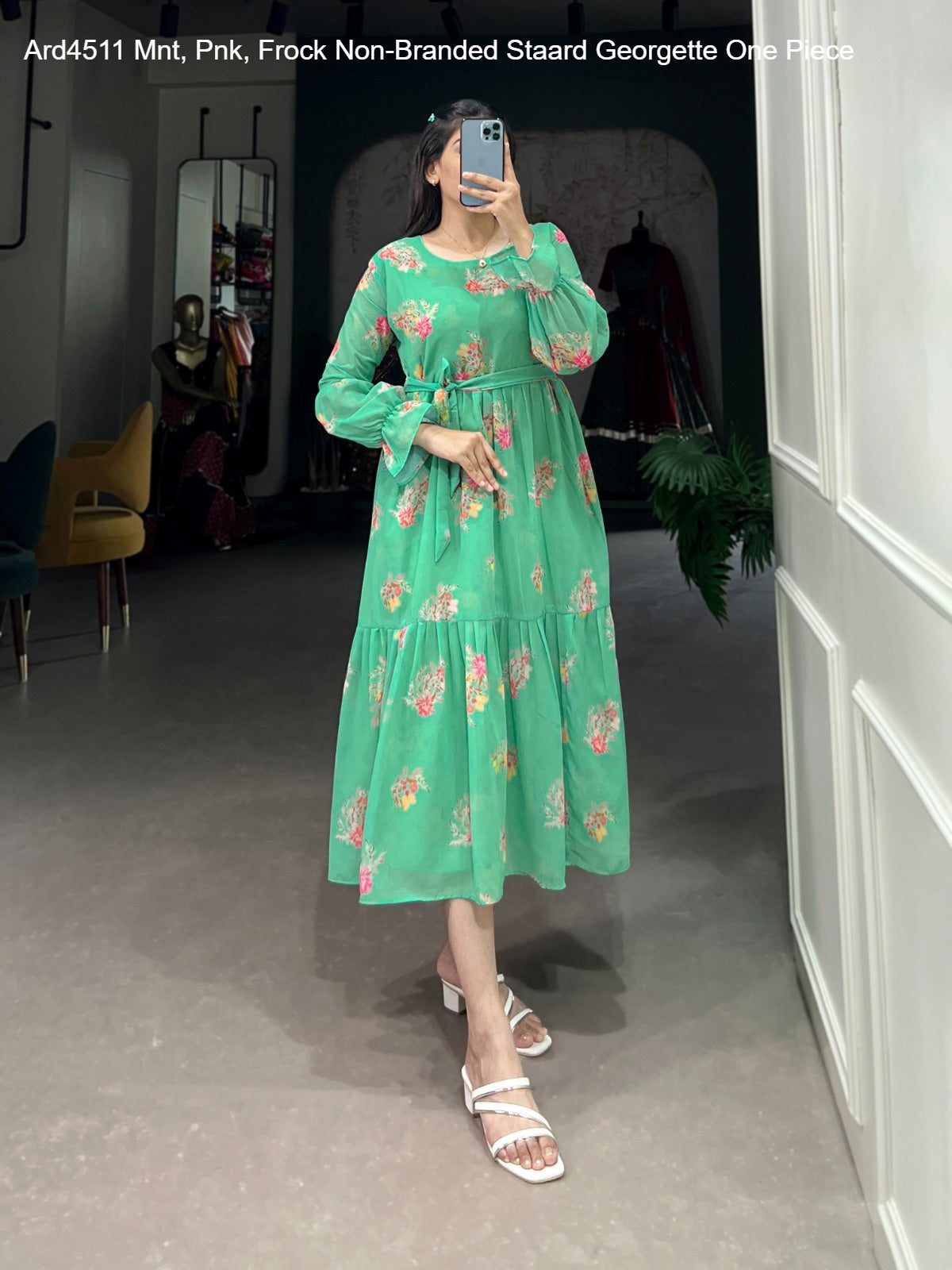 Ard4511 Mnt, Pnk, Frock Non-Branded Staard Georgette One Piece