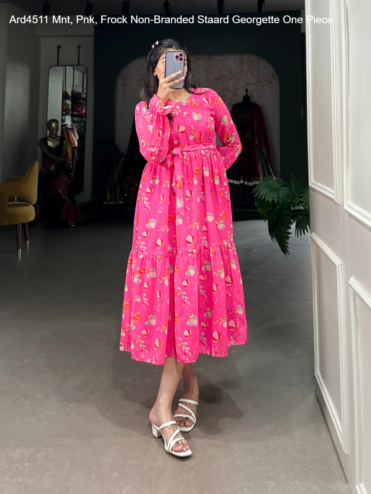 Ard4511 Mnt, Pnk, Frock Non-Branded Staard Georgette One Piece