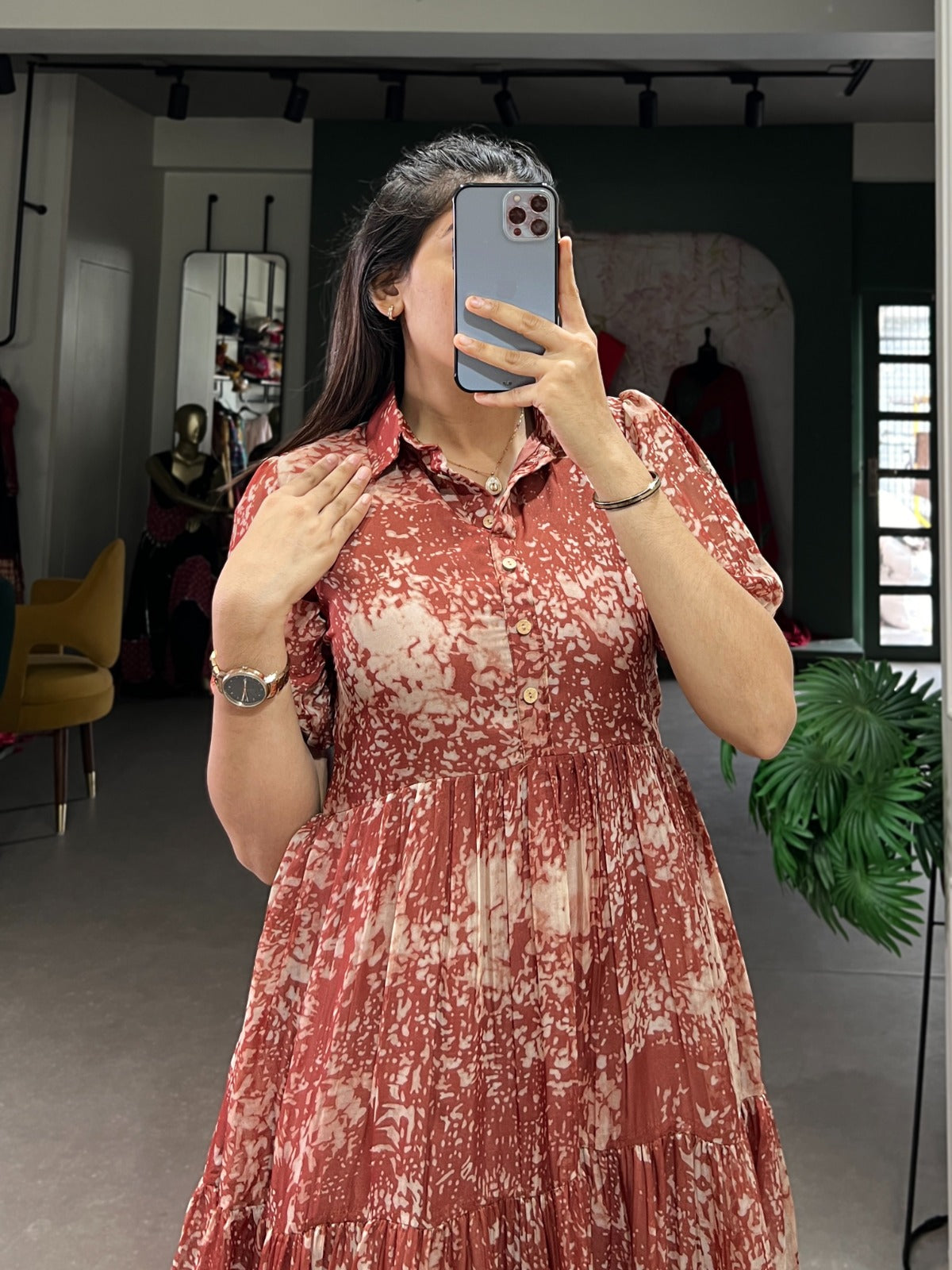 Ard4513Brn Staard Printed One Piece Gown