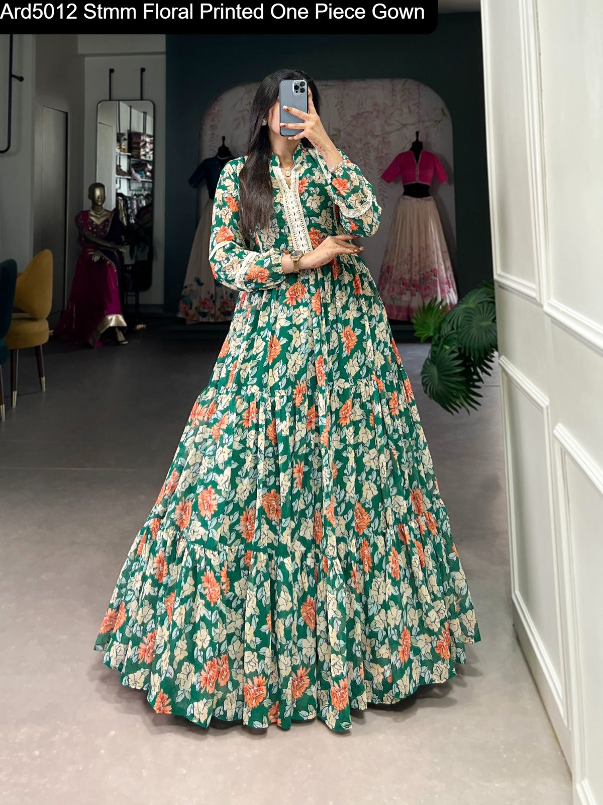 Ard5012 Stmm Floral Printed One Piece Gown