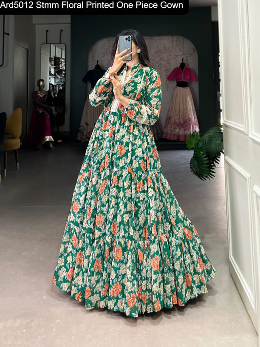 Ard5012 Stmm Floral Printed One Piece Gown