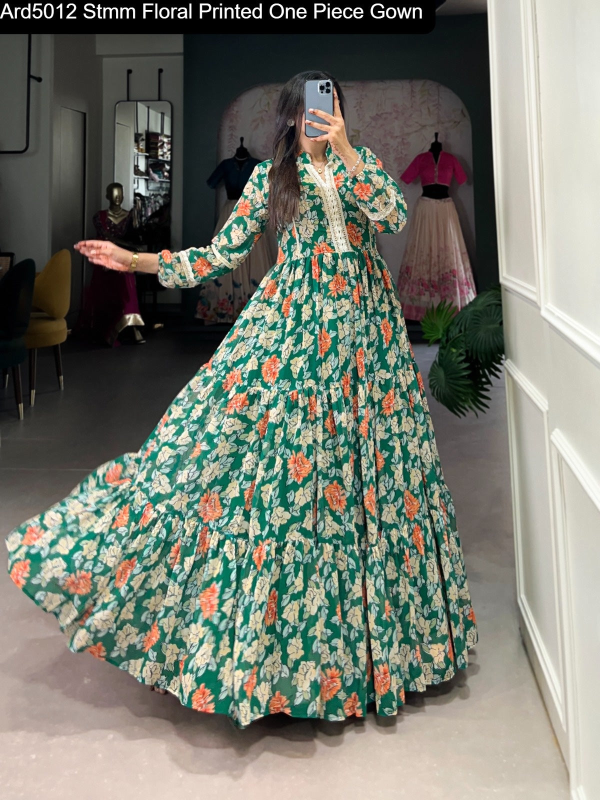 Ard5012 Stmm Floral Printed One Piece Gown