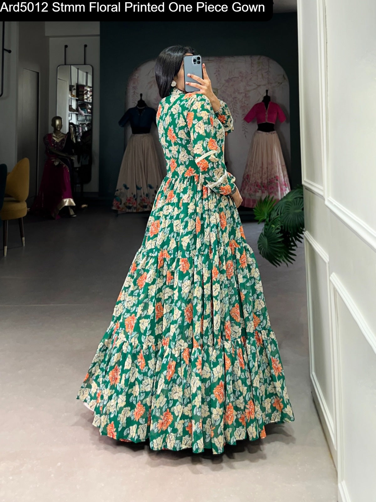 Ard5012 Stmm Floral Printed One Piece Gown