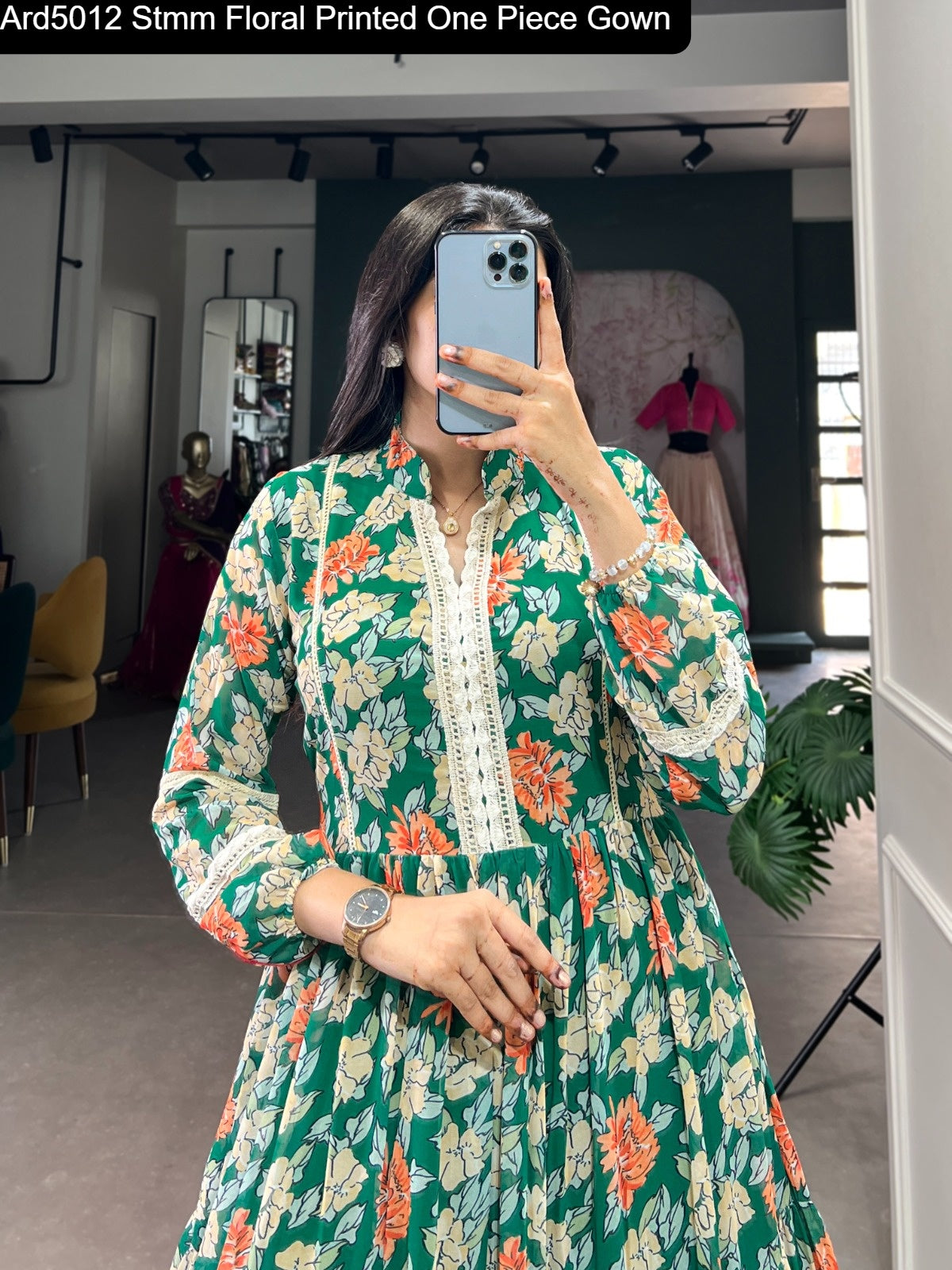 Ard5012 Stmm Floral Printed One Piece Gown