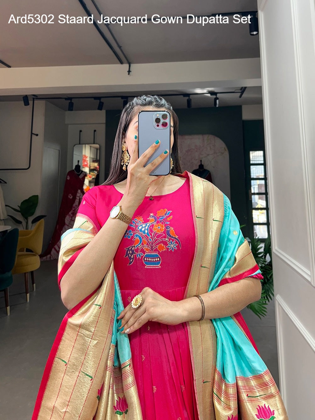 Ard5302 Staard Jacquard Gown Dupatta Set