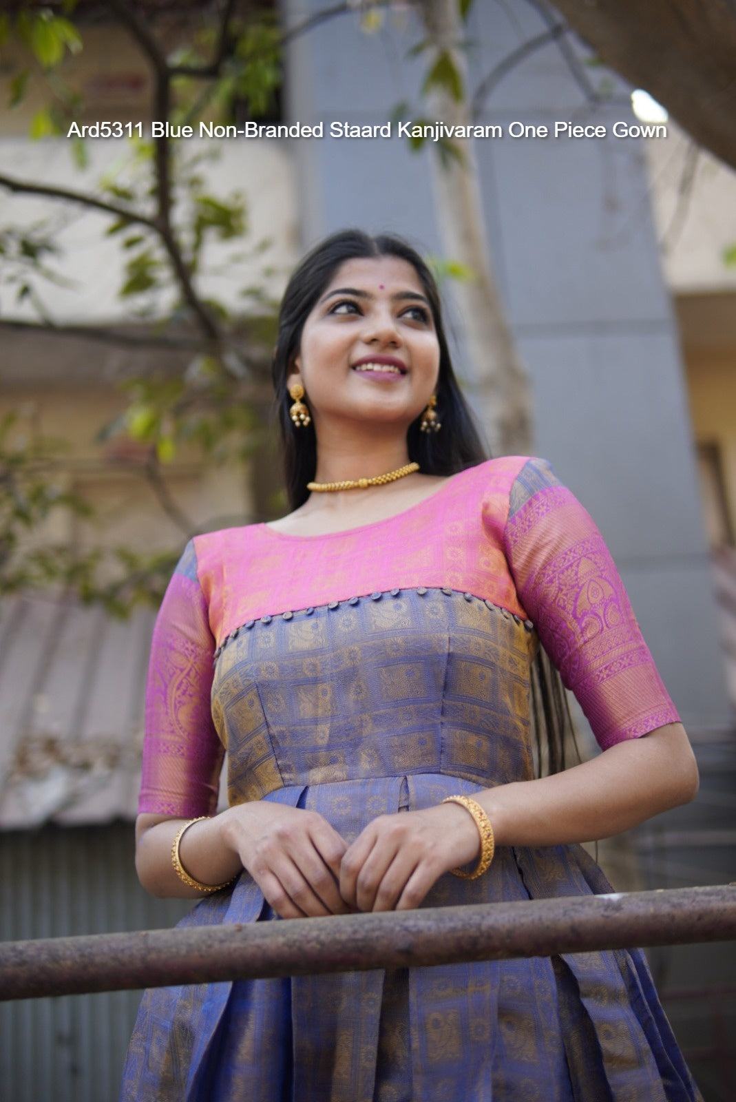 Ard5311 Blue Non-Branded Staard Kanjivaram One Piece Gown