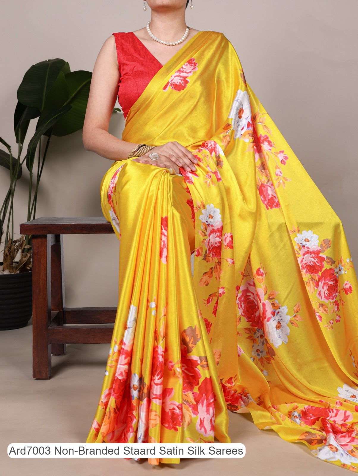 Ard7003 Non-Branded Staard Satin Silk Sarees