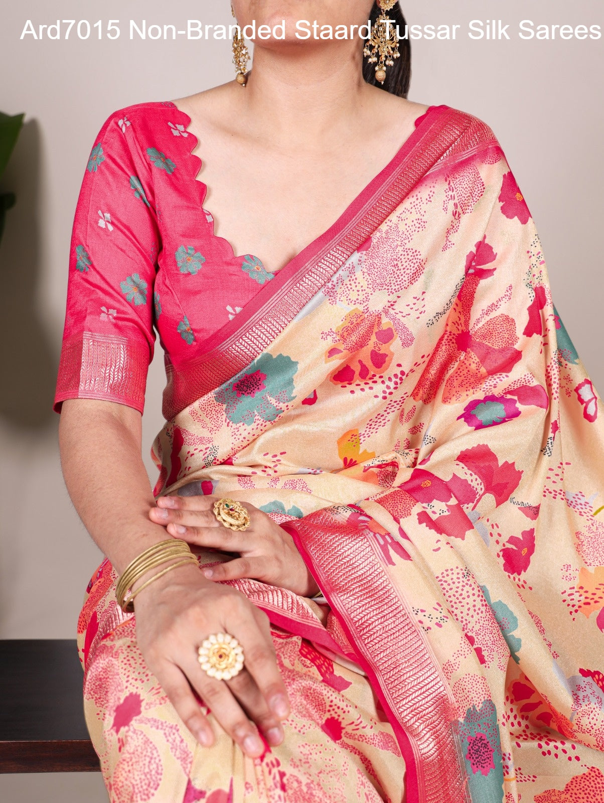 Ard7015 Non-Branded Staard Tussar Silk Sarees