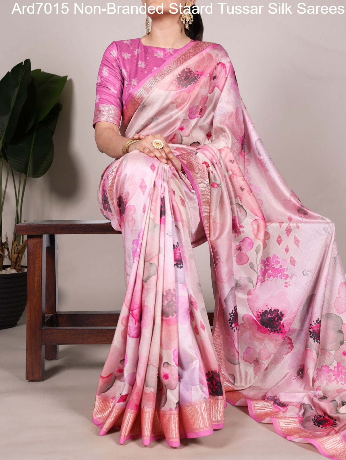 Ard7015 Non-Branded Staard Tussar Silk Sarees