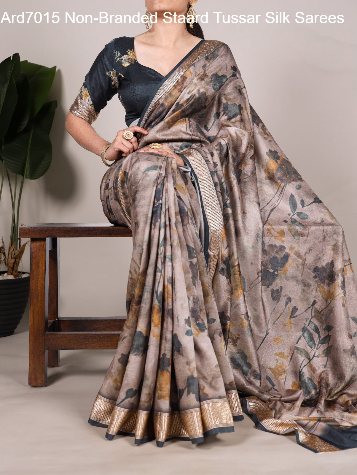 Ard7015 Non-Branded Staard Tussar Silk Sarees