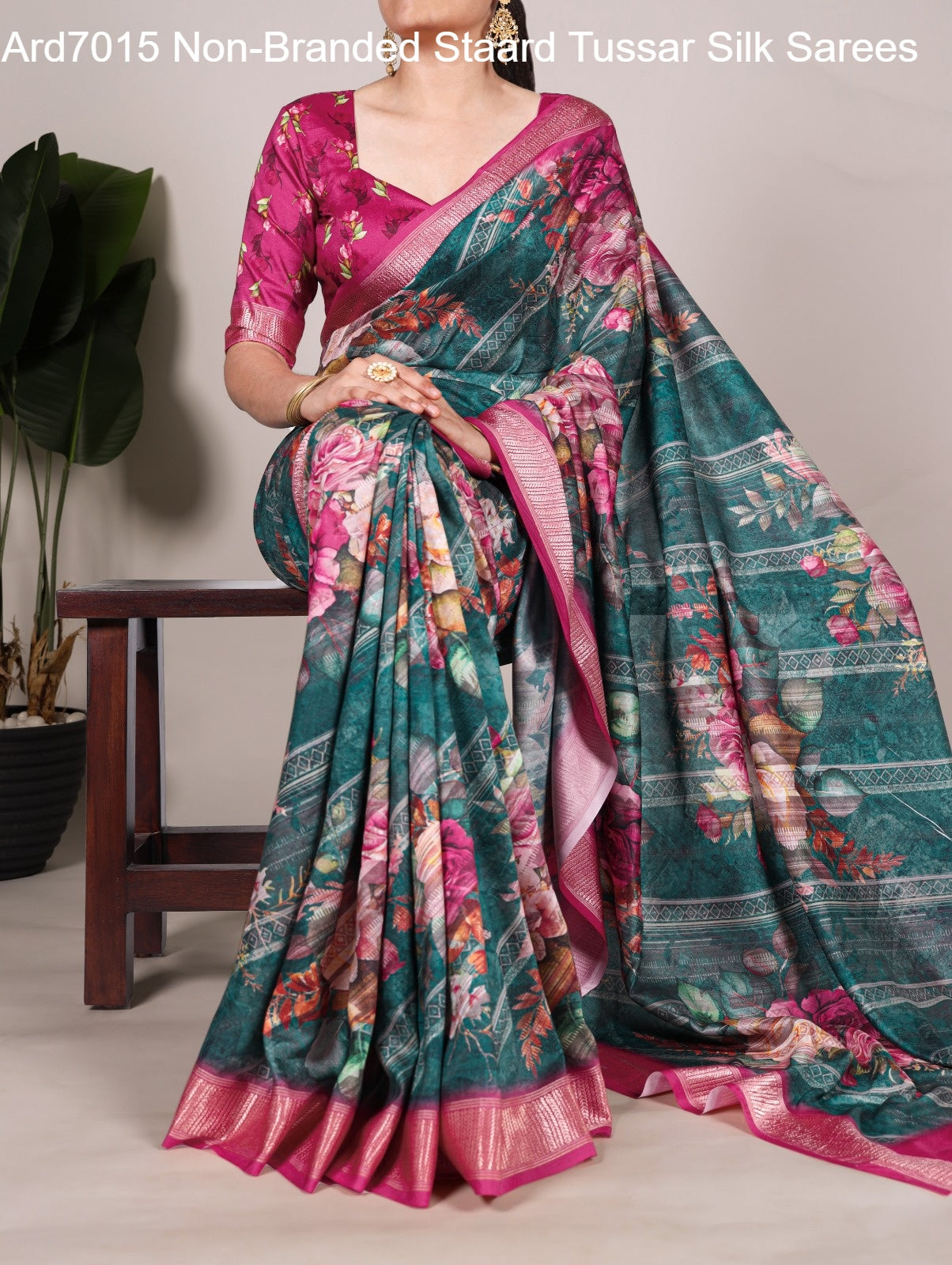 Ard7015 Non-Branded Staard Tussar Silk Sarees
