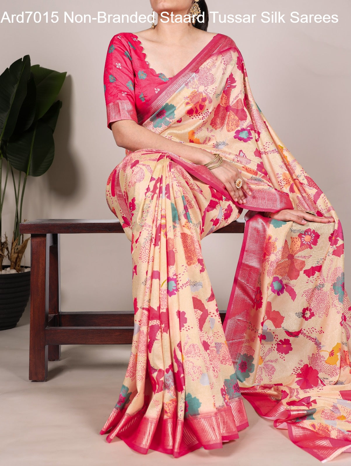 Ard7015 Non-Branded Staard Tussar Silk Sarees