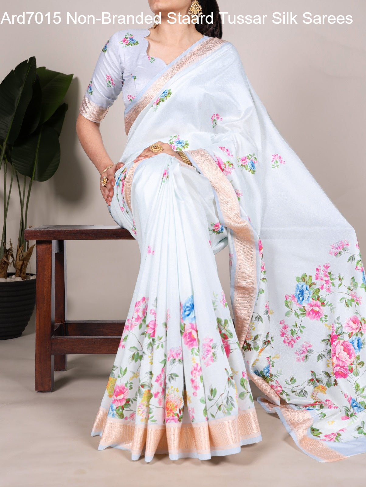 Ard7015 Non-Branded Staard Tussar Silk Sarees