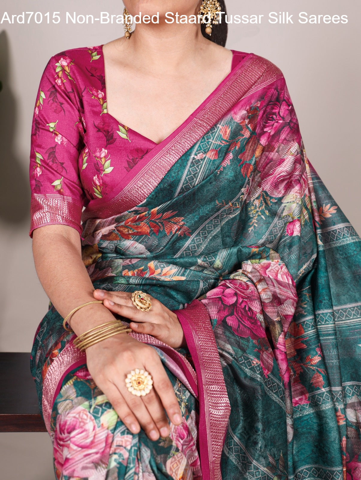 Ard7015 Non-Branded Staard Tussar Silk Sarees