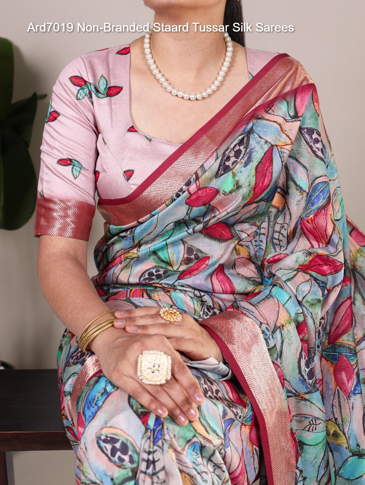 Ard7019 Non-Branded Staard Tussar Silk Sarees
