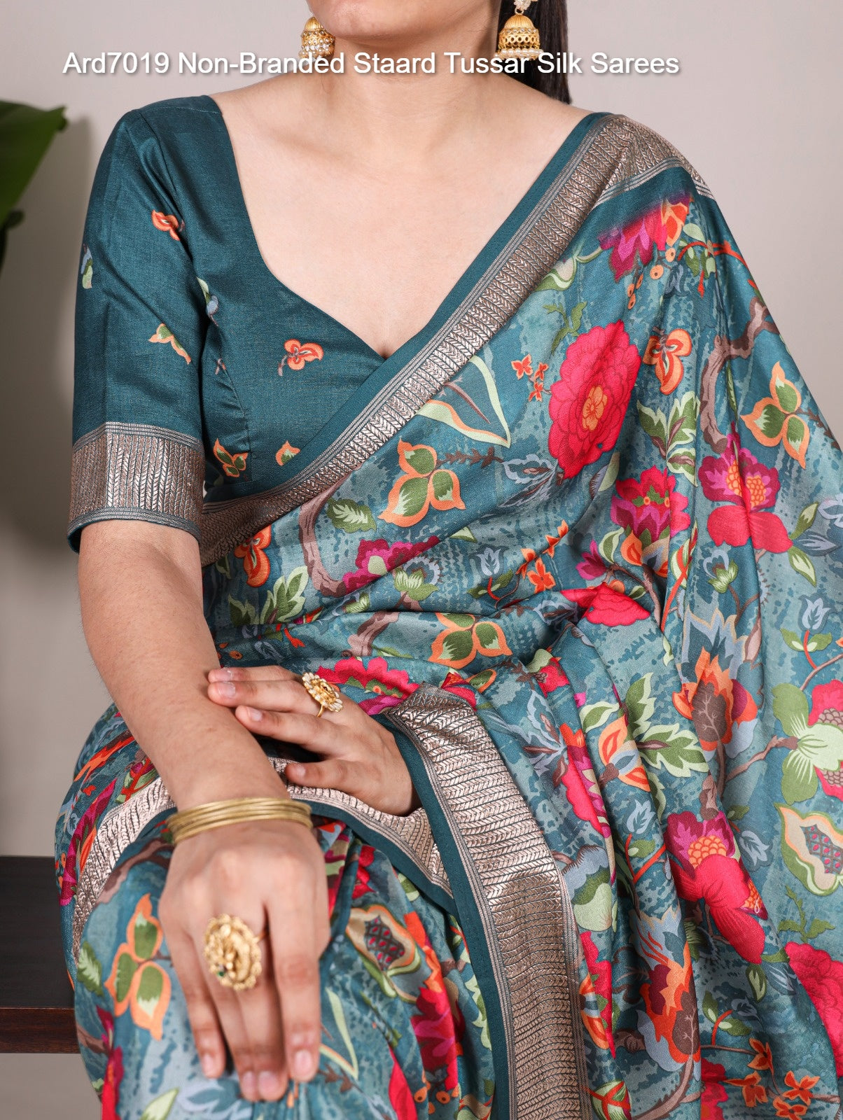Ard7019 Non-Branded Staard Tussar Silk Sarees