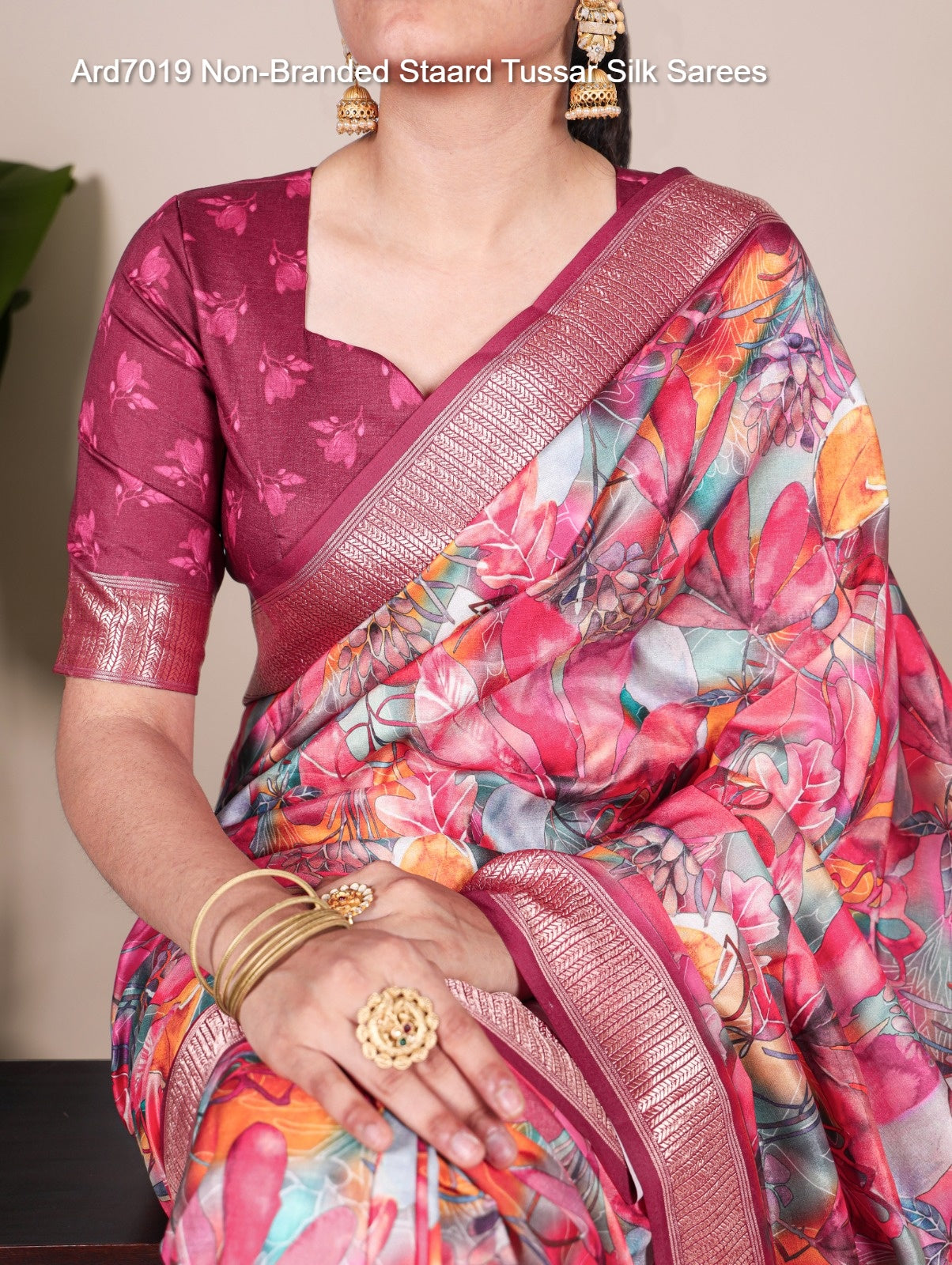 Ard7019 Non-Branded Staard Tussar Silk Sarees