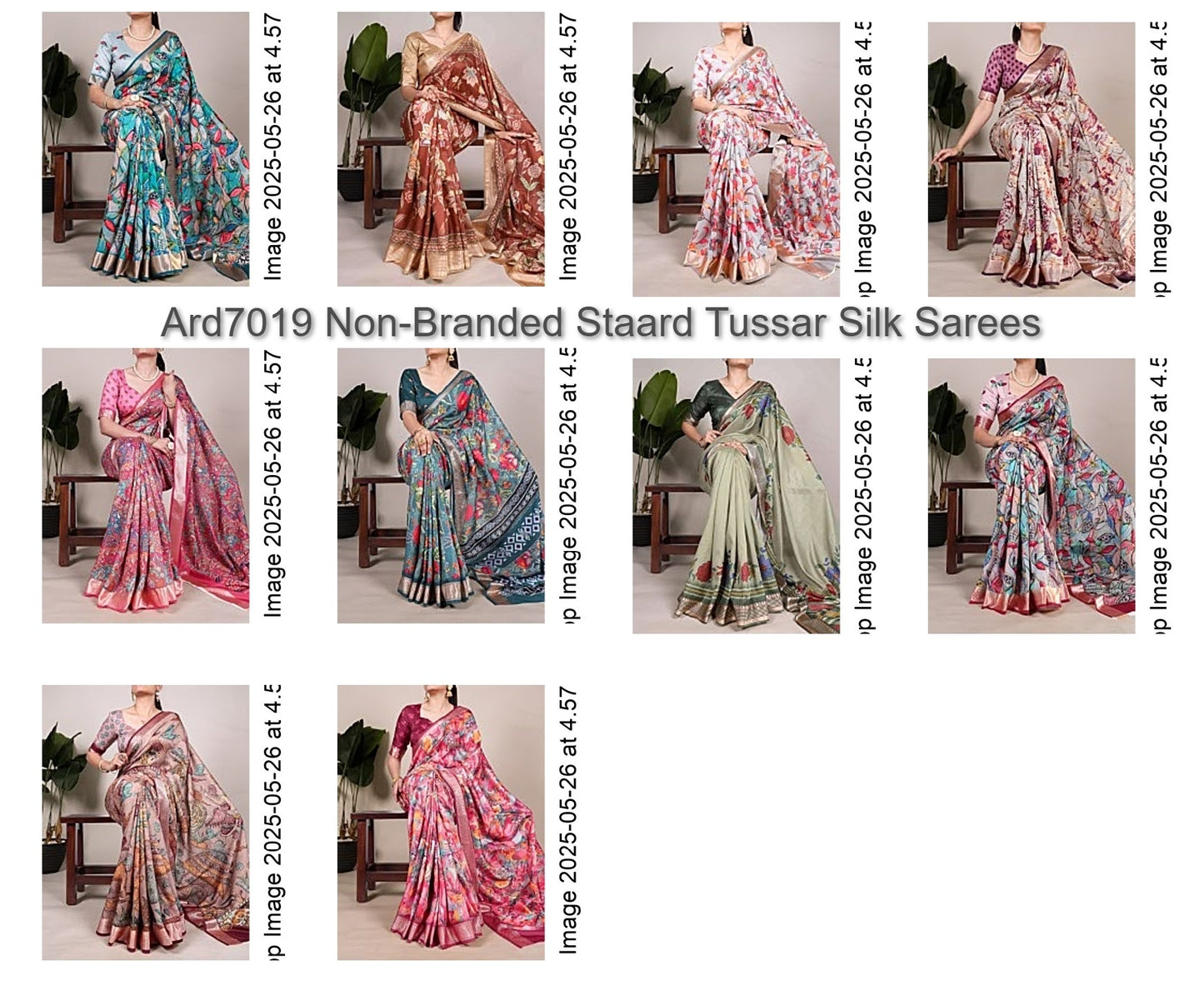 Ard7019 Non-Branded Staard Tussar Silk Sarees