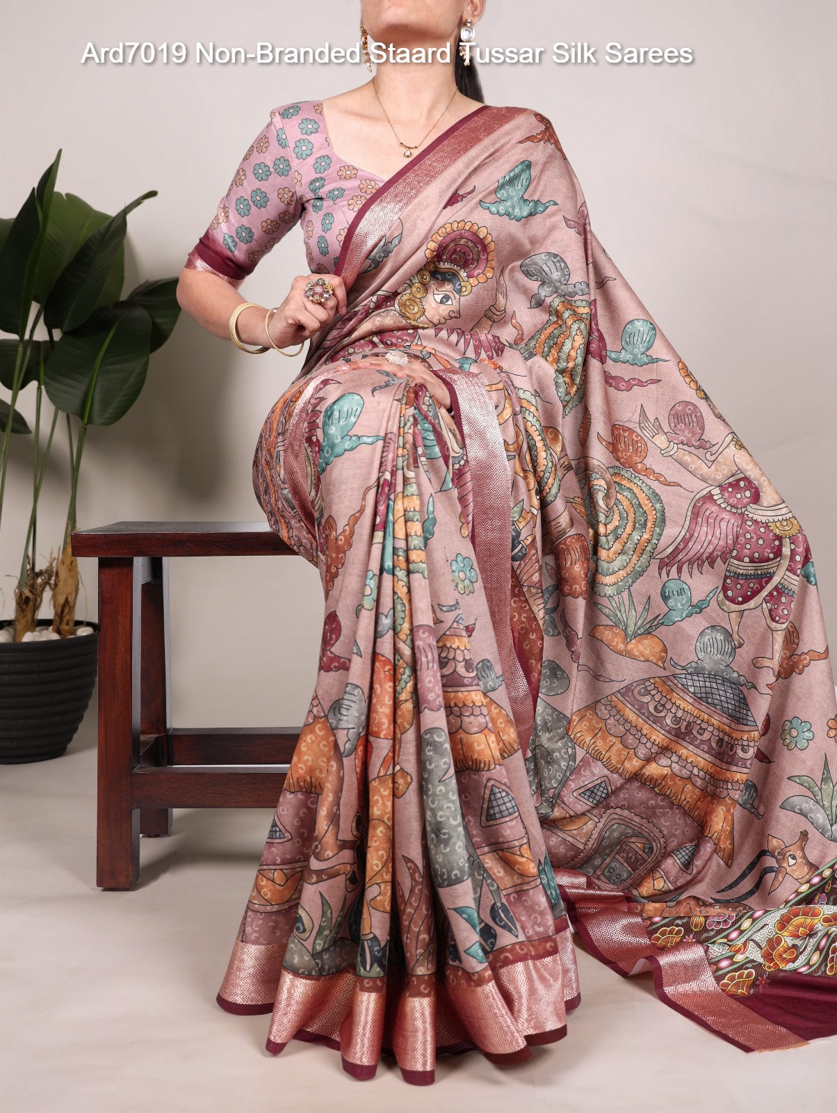 Ard7019 Non-Branded Staard Tussar Silk Sarees