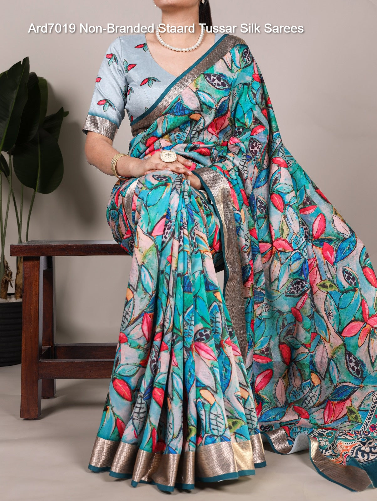 Ard7019 Non-Branded Staard Tussar Silk Sarees