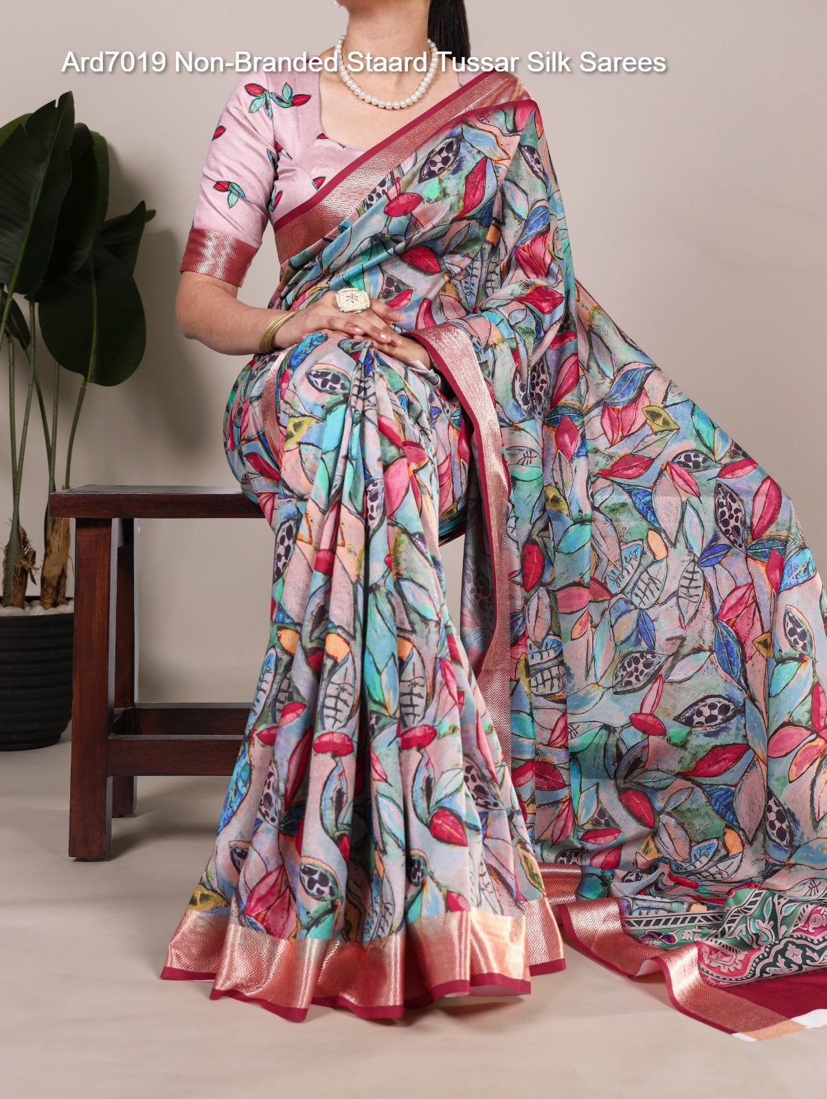 Ard7019 Non-Branded Staard Tussar Silk Sarees