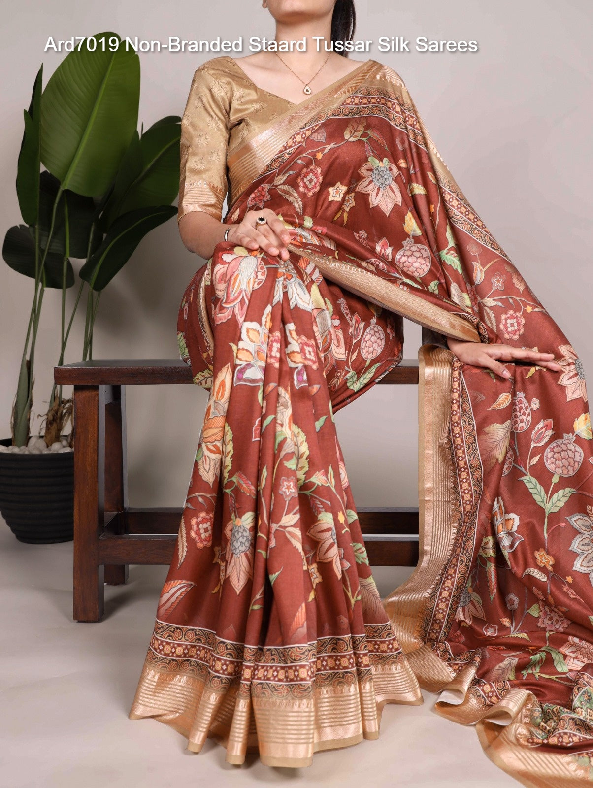 Ard7019 Non-Branded Staard Tussar Silk Sarees