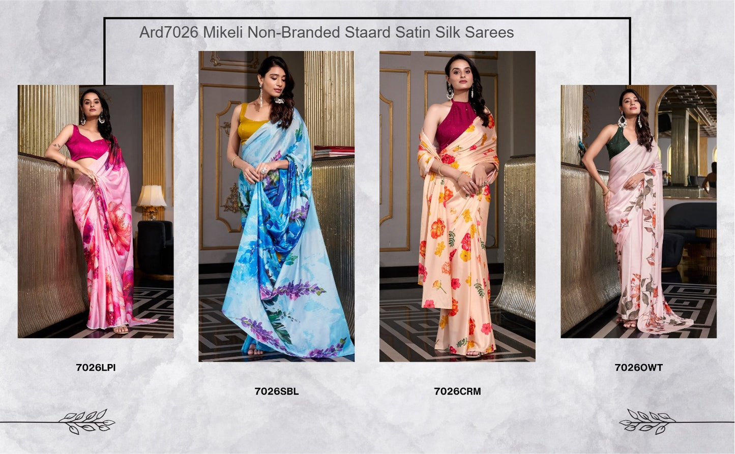 Ard7026 Mikeli Non-Branded Staard Satin Silk Sarees