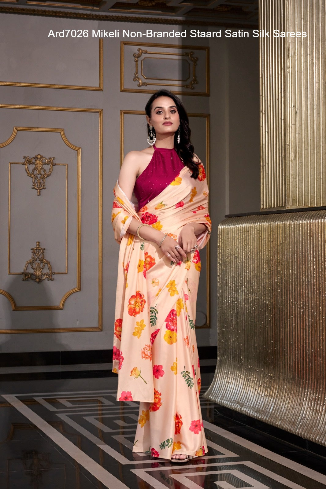 Ard7026 Mikeli Non-Branded Staard Satin Silk Sarees