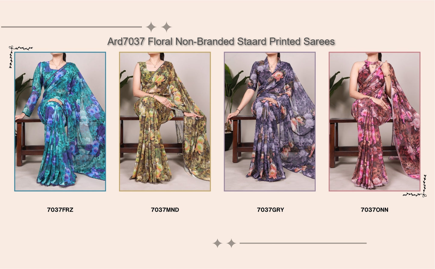 Ard7037 Floral Non-Branded Staard Printed Sarees