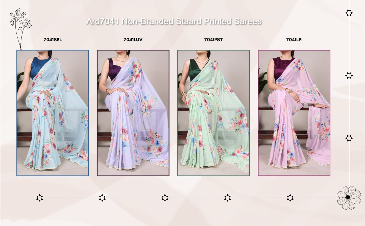 Ard7041 Non-Branded Staard Printed Sarees