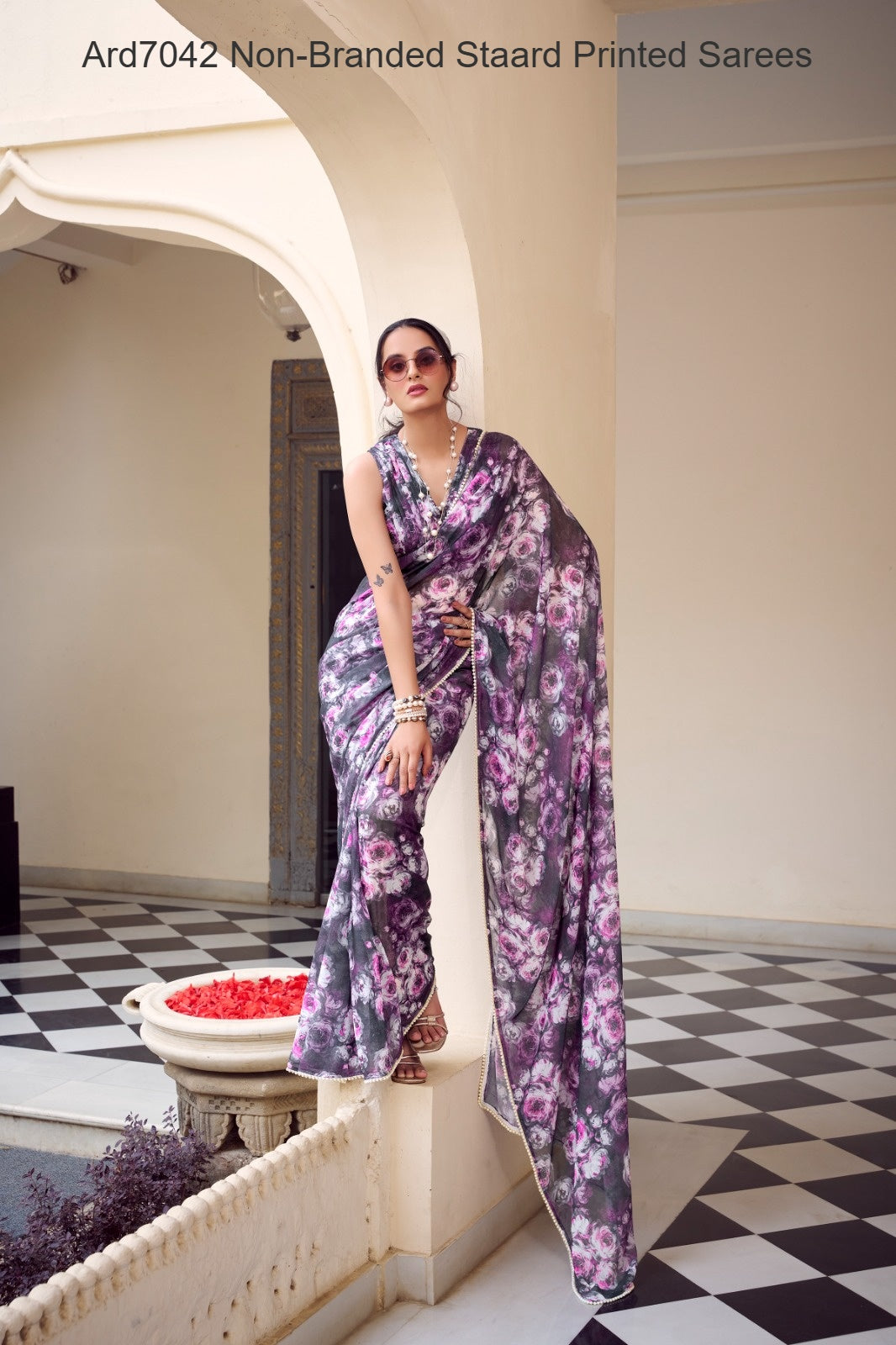 Ard7042 Non-Branded Staard Printed Sarees
