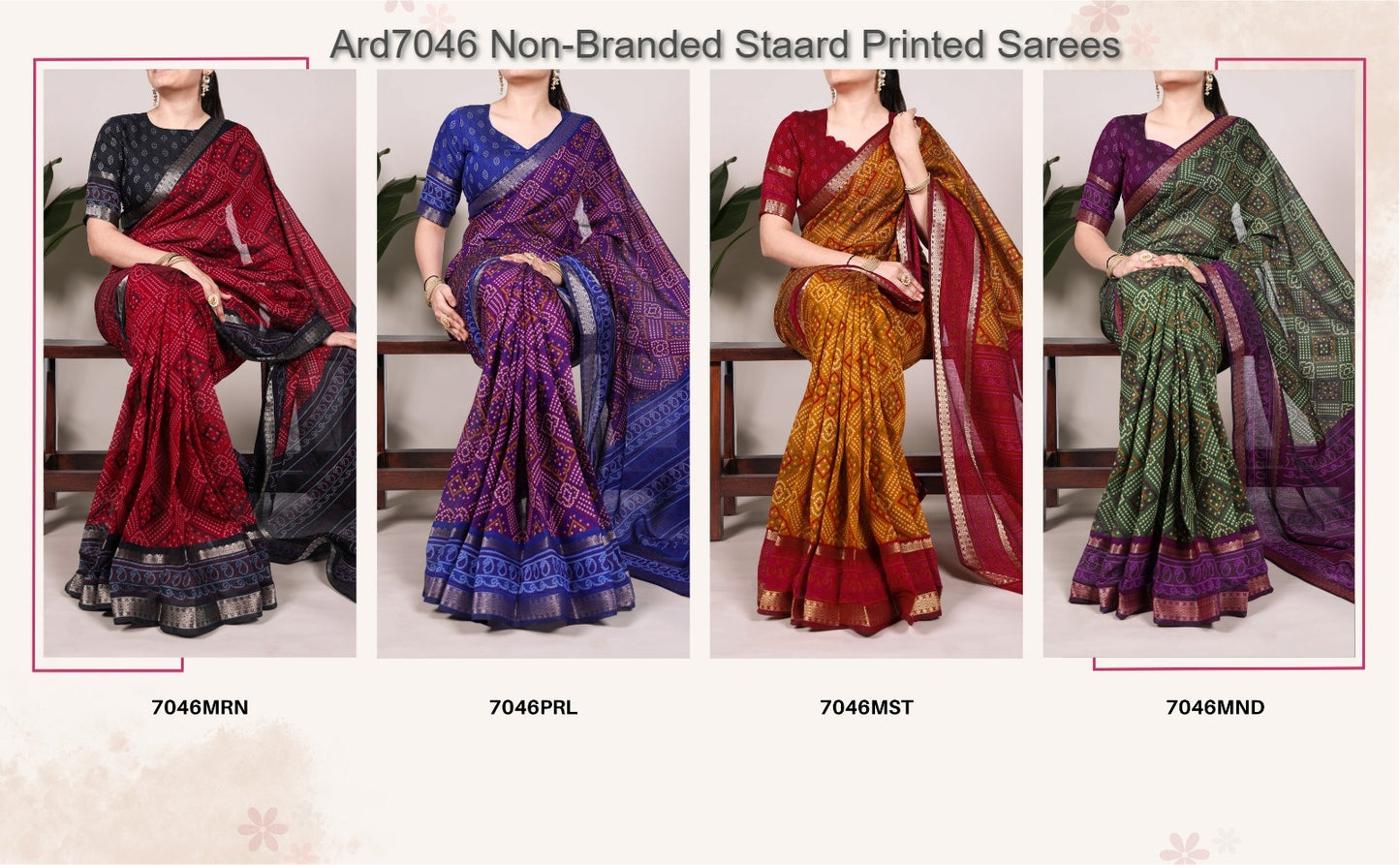 Ard7046 Non-Branded Staard Printed Sarees