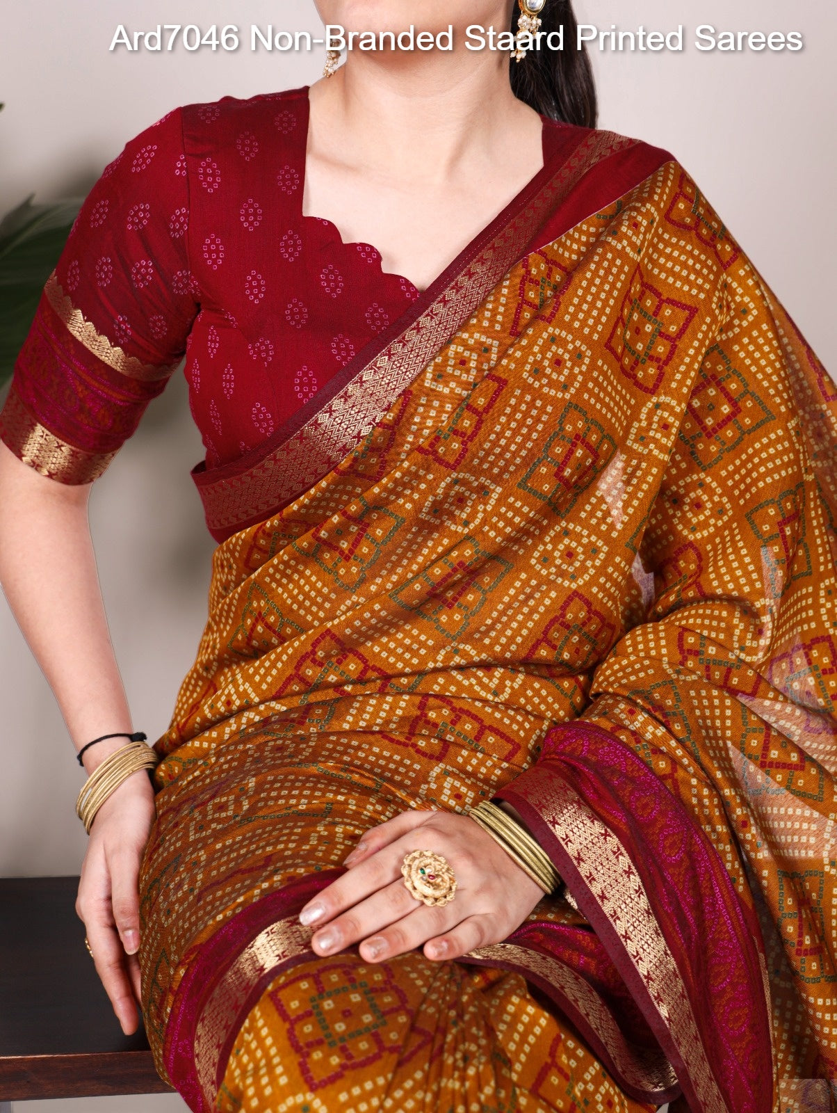 Ard7046 Non-Branded Staard Printed Sarees