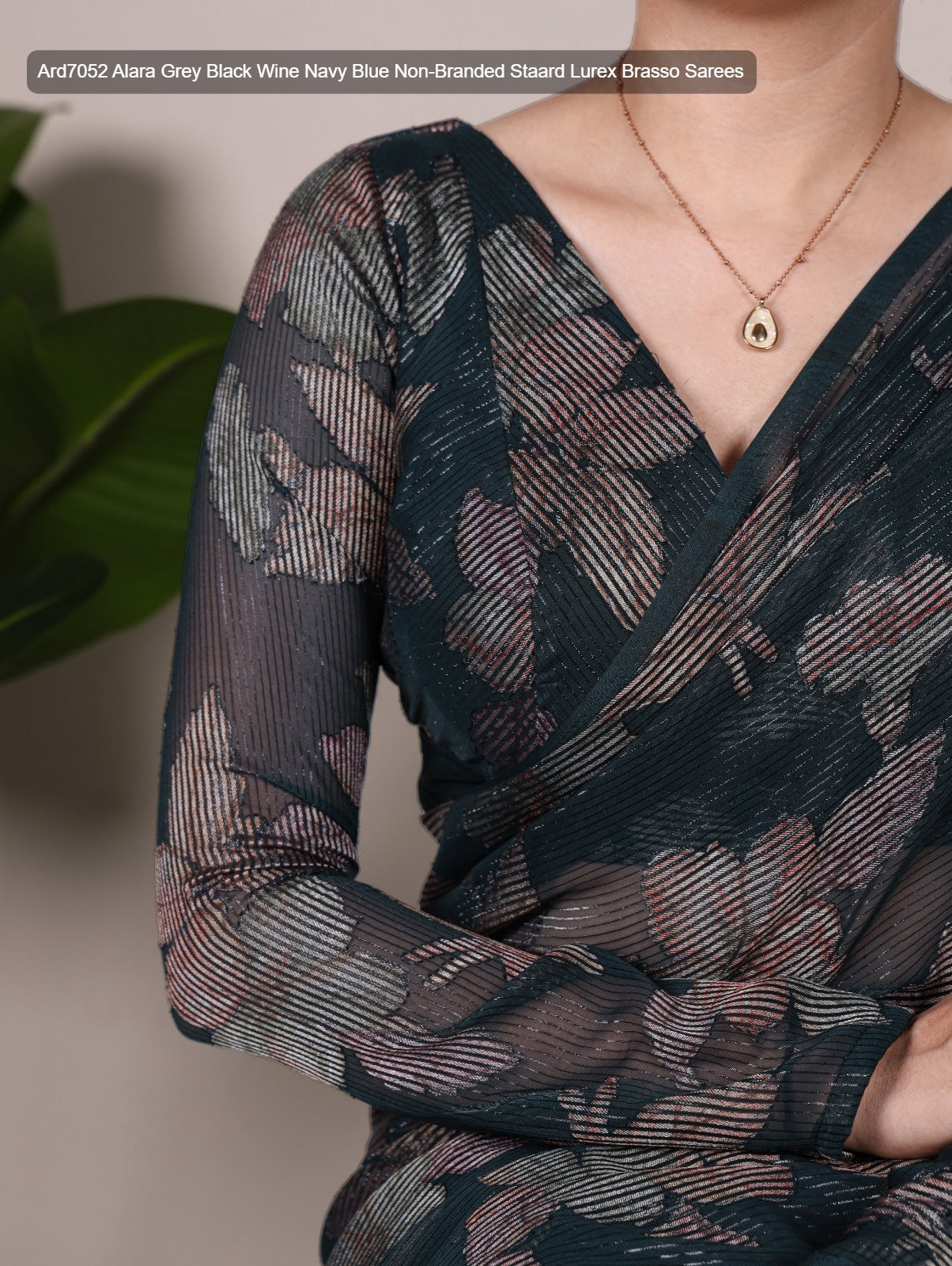 Ard7052 Alara Grey Black Wine Navy Blue Non-Branded Staard Lurex Brasso Sarees