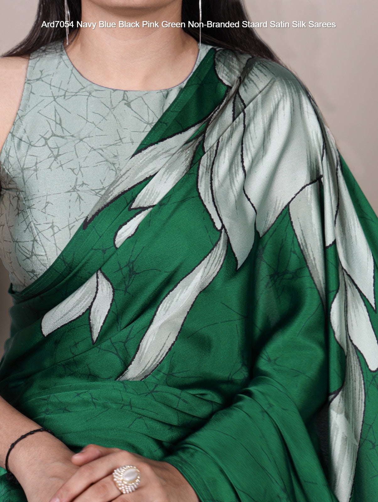 Ard7054 Navy Blue Black Pink Green Non-Branded Staard Satin Silk Sarees