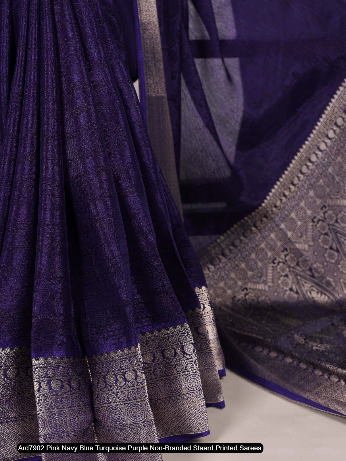 Ard7902 Pink Navy Blue Turquoise Purple Non-Branded Staard Printed Sarees
